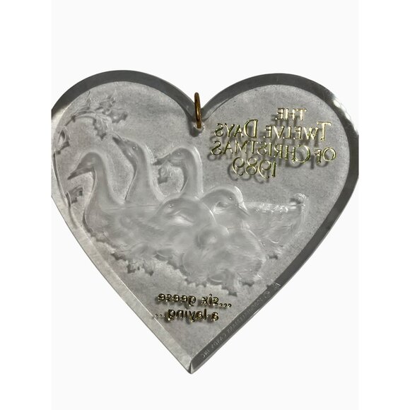 Hallmark Keepsake Ornament 1989 Six Geese A-Laying Acrylic Heart-Shaped - Picture 7 of 10